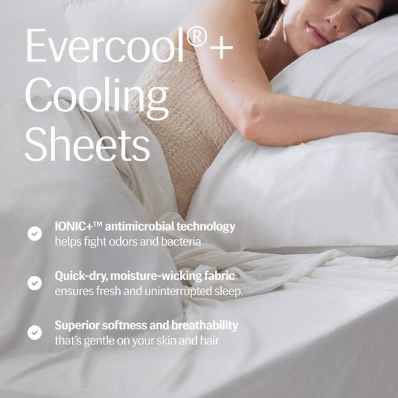 Rest Evercool+ Cooling Starter Sheet Set Queen Arctic White AntiOdor/Cooling NEW - Picture 5 of 16